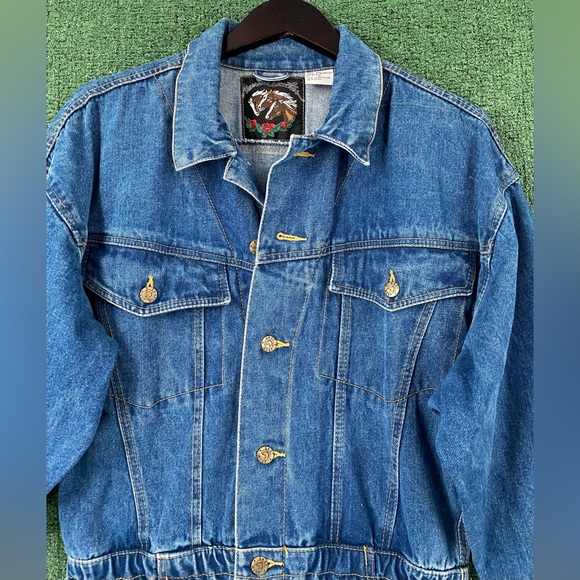 VTG 90’s American Beauties Denim Jean Clenched Waist Long Jacket Women’s Small - Picture 2 of 10